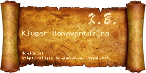 Kluger Bonaventúra névjegykártya
